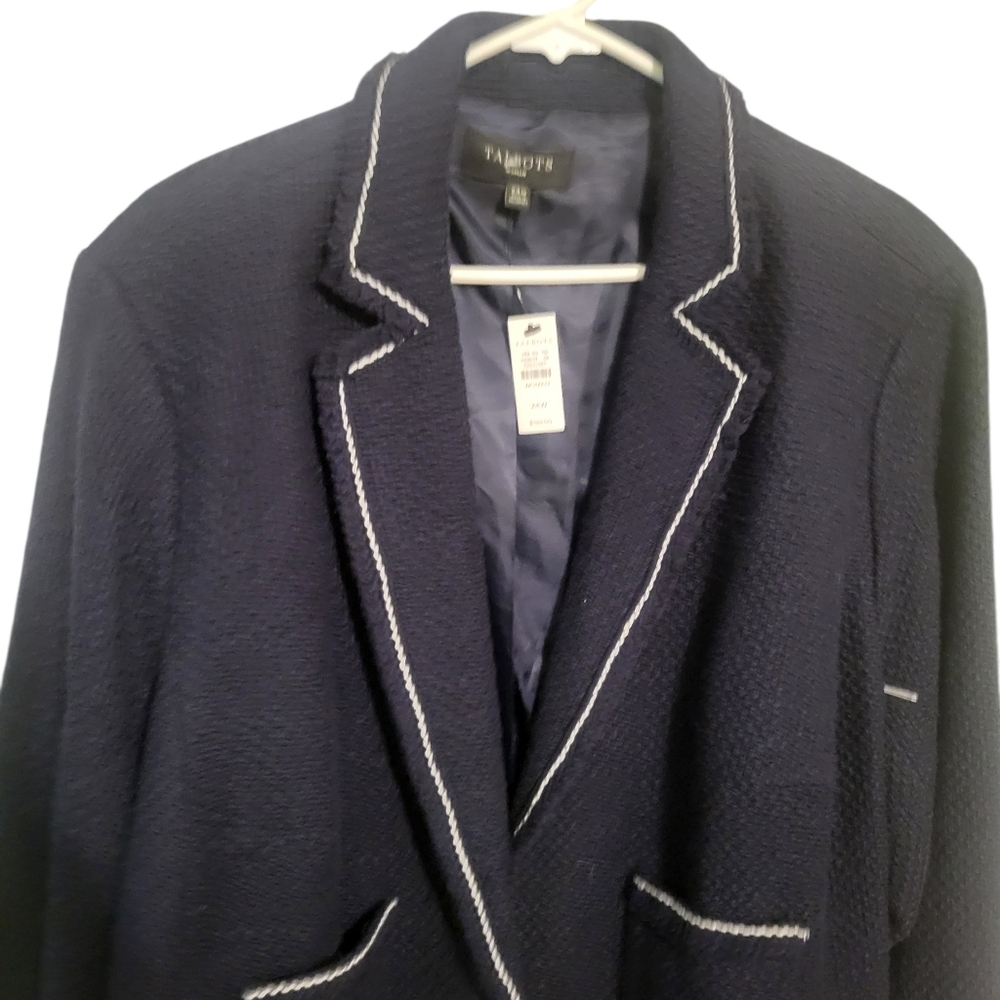 Talbots Navy Blue Womens Tweed Blazer Jacket, Plus Size 24W NEW w/TAG - Picture 3 of 11